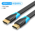 Vention HDMI Cable Flat HDMI 2.0 Cable 4K 60Hz 3D Effect High Speed HDMI Male To HDMI Male Cable Flat HDMI Wire For Laptop PC TV Box To HDTV LCD Projector HDMI Cable 0.75m 1m 1.5m 2m 3m 5m 8m 10m. 