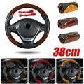 Wheel Cover Uni-versal Braided 38Cm Wood Grain Steering Cover Sports Steering Leather Automotive Hub Wheel Case. 