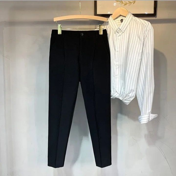 Autumn and Winter plus Size Suit Pants Fat Elastic Waist Men's Elastic Drape Cropped Suit Pencil Pants