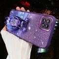 For Samsung Galaxy A12 A22 F42 5G M12 M22 M32 4G M33 M53 M54 Back Cover with 3D Bear Hidden Stand Holder Luxury Gradient Glitter Shiny Girls Phone Cases Lens Camera Protection Soft Silicone Case Pouch Women. 