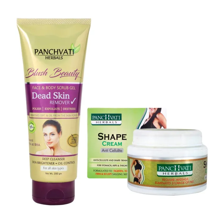 Panchvati Herbals Anti Cellulite Shape Cream (100 gms) With 200Ml Herbal Dead Skin Remover Gel for Men and Women (FROM INDIA)SAB