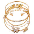 5PC New Bohemian Elegance Open Bracelets Rhinestone Butterfly Bracelet Girl Gift MJK. 