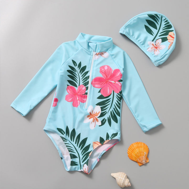 Yfashion%202%20Pcs/set%20irls%20%20suit%20One-piece%20suit%20+%20ing%20Cap%20Suit%20Sunscreen%20wear%20For%201-6%20Years%20Old%20color%20-%20Image%204