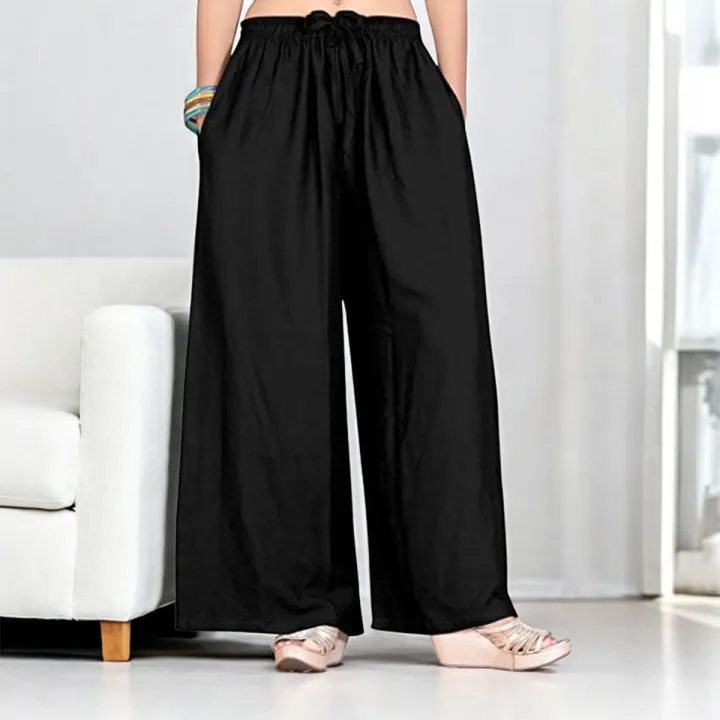 Women’s Black Viscose Plain Plazo Pant - Comfortable and Stylish