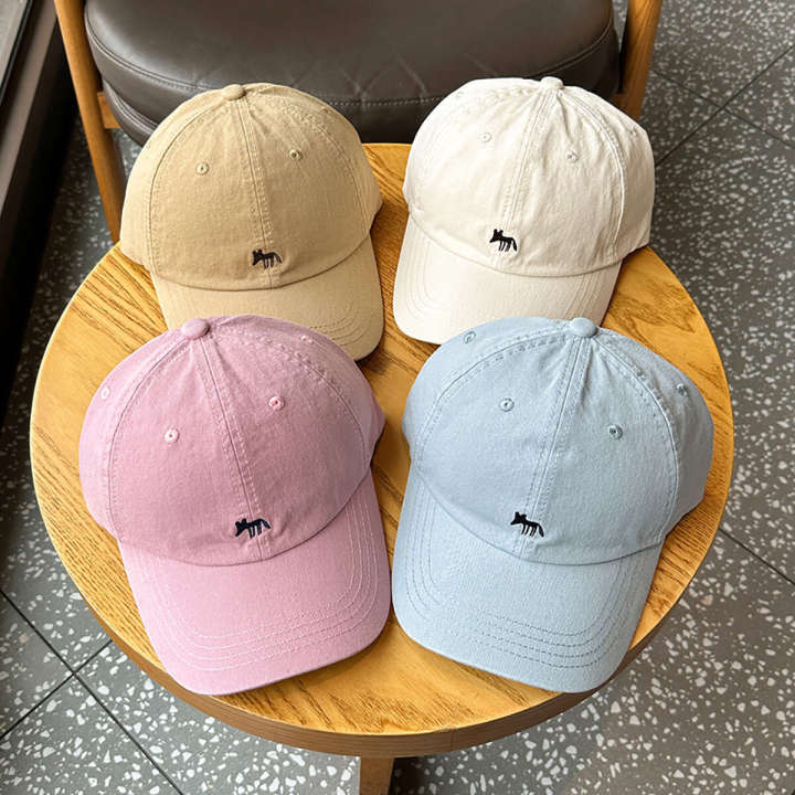 Korean%20Style%20Little%20Fox%20Embroidered%20Baseball%20Cap%20Women%20Spring%20Summer%20Versatile%20Wide%20Brim%20High-Quality%20Pure%20Cotton%20Soft%20Top%20Hat%20for%20Men%20-%20Image%203