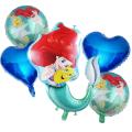 5 Pcs Mermaid Foil Balloon Pack - Themed Birthday Party Balloons for Kids - Party Decorations Mermaid Tail Design. 