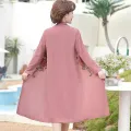 Mother-in-Law Wedding Clothes Mom Spring Clothes High-End Dress Female Summer Middle-Aged and Elderly Temperament Long Dress Western Style Two-Piece Suit. 