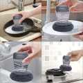 Automatic Liquid Tank Kitchen Utensils Sink Cleaning Brush Scrubber, Dish Bowl Washing Brush with Soap Dispenser Handle Sponge with Wok Brush Kitchen Pot Cleaner. 
