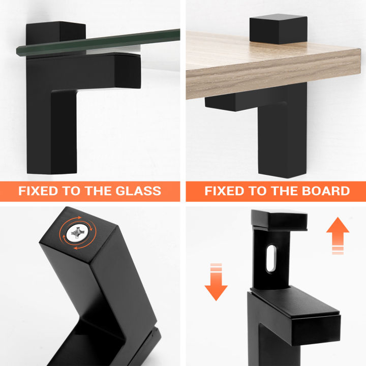 2%20Pcs%20Wood/Glass%20Shelf%20Bracket%20for%203-28mm%20Thick%20Shelves,Black%20-%20Image%205