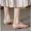 Women's Transparent High Heel Sandals2023New Summer Middle Heel Ankle-Strap Chunky Heel Slippers Women's Crystal High Heels. 