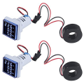 2PCS Current Voltage Hertz Meters Digital 3In1 22mm Voltmeter Ammeter Hz Meter Current Frequency Indicator AC 60-500V. 