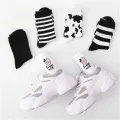 New Cow Printed Sock Lovely Harajuku Style Cotton Women Striped Solid Breathable Casual Cartoon Socks. 