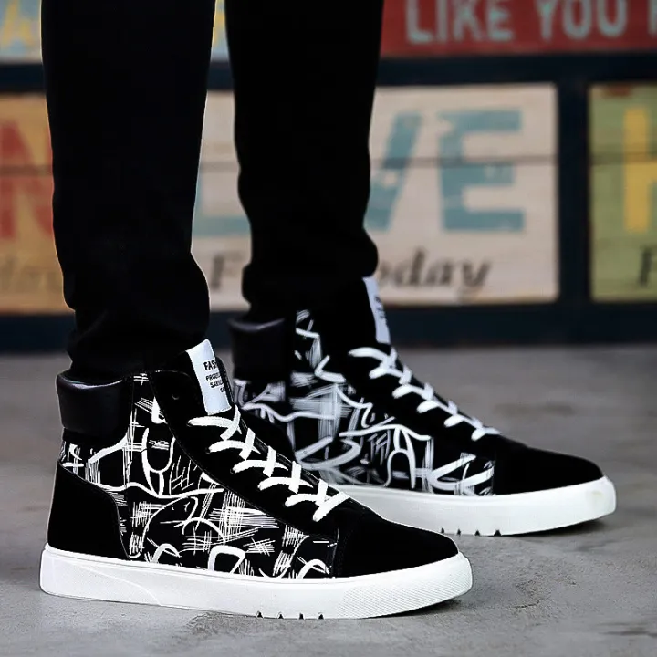 Canvas%20Shoes%20Men's%20High-Top%20Shoes%20Men's%20Fashion%20Shoes%20Korean%20Style%20Trendy%20Casual%20Board%20Shoes%20Spring%20and%20Autumn%20Breathable%20Student%20All-Matching%20Cloth%20Shoes%20-%20Image%203