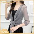 Enigma- Jacket Cardigan Solid Color Ladies Thin Sunscreen Short Jacket. 