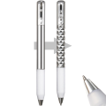 Geometric Metal Crinkle Pen Fidget, Stress Relief Metal Shape Shifting Switchpen, 0.5mm Retractable Gel Pen, Silver. 