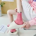 Cream Colored Socks Spring/Summer Medium Length Socks Double Needle Fabric College Wind Pile Socks Japanese Fashion Cotton Socks. 