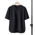 Summer Short Sleeve T T-shirt Men's Half Sleeve Loose Solid Color Waffle Heavy Top Clothes Fashion ins All-Match Simple T-shirt. 