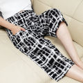 Cotton Silk Pajama Pants Women's Cropped Pants Summer and Autumn Thin Artificial Cotton Shorts Wide Leg Pants Loose Large Size Homewear Pants Can Be Worn outside. 