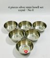 6-Piece Silver Mini Bowl Set - Assorted Sizes (300ml, 225ml, 175ml, 150ml, 125ml, 100ml), Elegant Stainless Steel Bowls for Dips, Appetizers, and More. 