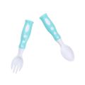 【LORDWEY】 DUOLADUOBU Baby Food Supplement Feeding and Eating Vertical Training Soup Fork Two-color Infant Fork Spoon. 