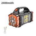 Solar USB Rechargeable Handheld Flashlight With COB Side Light,4 Modes Waterproof LED Searchlight for Camping Power Outages. 