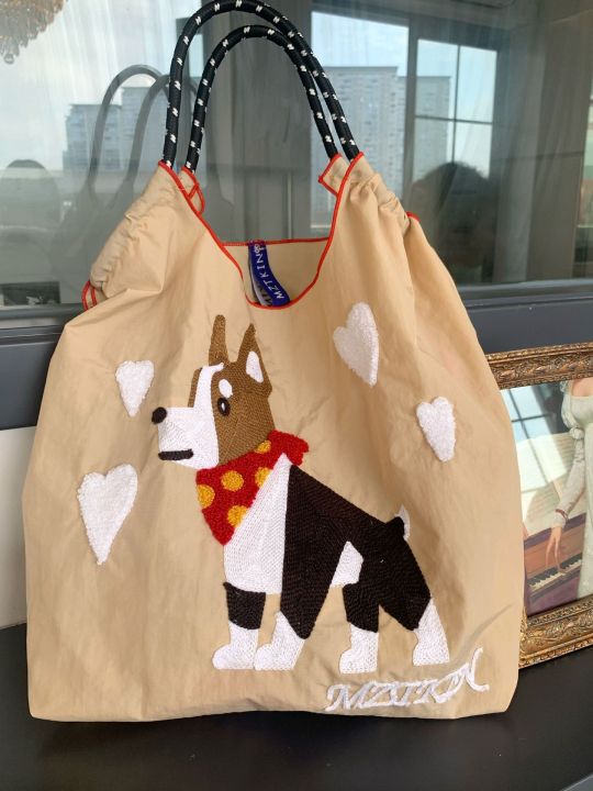 Women's%20Embroidered%20Shopping%20Bag%20Handbag%20Oxford%20Fabric%20Bag%20Large%20Capacity%20Nylon%20Crossbody%20Foldable%20Portable%20Shoulder%20Bag%20-%20Image%203