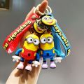 Minions Keychain Female Cute Cartoon Trending Creative Couple Doll Car Key Chain Schoolbag Pendant Gift. 