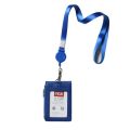 Multi-position Leather Work Card Holder Simple ID Card Solid Color ID Buse Card Storage Multi-functional Neck Hanging Neck Hanging Card Case Business. 