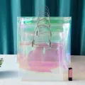 【ALLGOOD】1 PC Fashion Women Clear Tote Pvc Laser Waterproof Transparent Handbags Female Large Shopper Shoulder Bag Summer Beach Portable Pouch. 