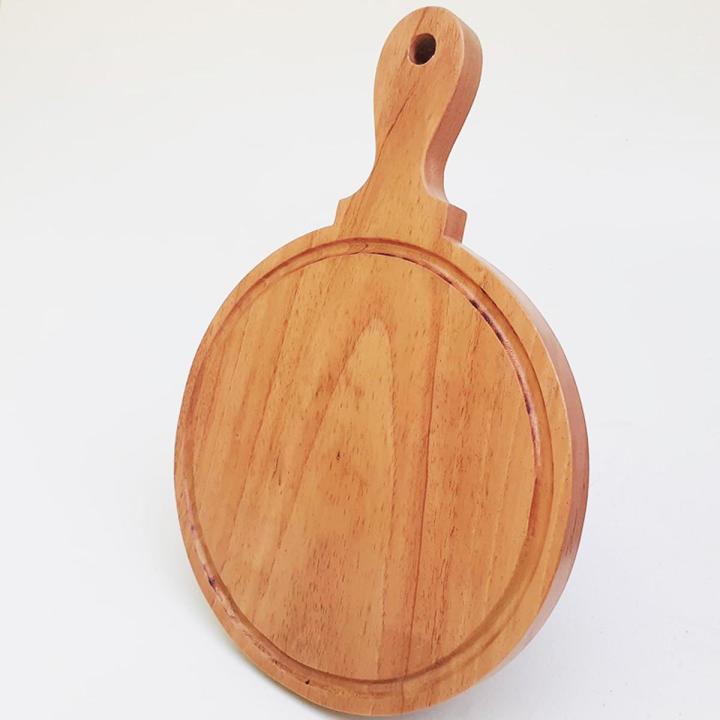 Wooden Pizza Serving Plate with Handle Round 10*10 Inches Modern Kitchen & Dining Brown Color Cutting Board for Home Restaurant