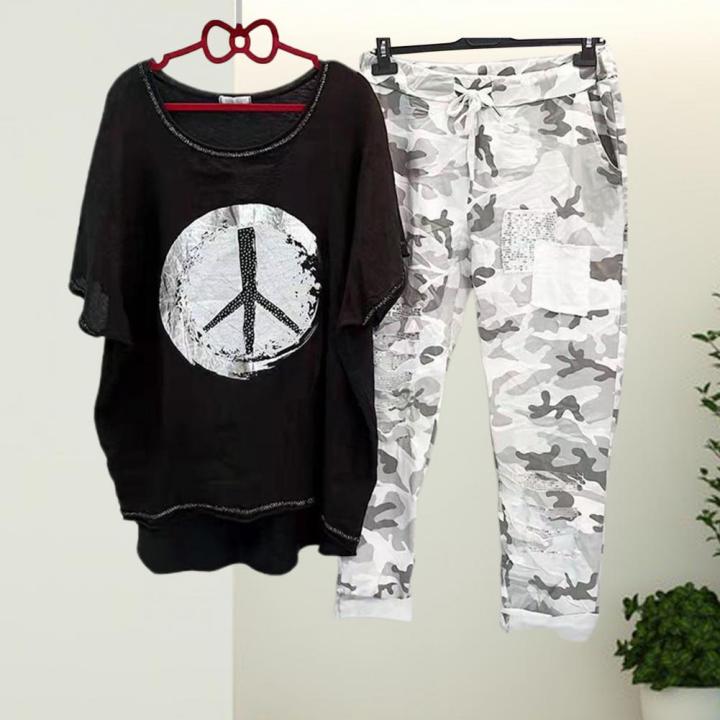 1%20Set%20T-shirt%20Pants%20O-Neck%20Two%20Piece%20Set%20Asymmetrical%20Lace-up%20T-shirt%20Pants%20-%20Image%205