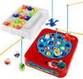 Electronic 2 in 1 Colorful Octopus Shark Ocean Animals Rotating Fishing Pool Board Pretend Play Game Music Toys Set Beach Fish Toy Birthday Gift for Boys Girls Kids with 30 Fishes 4 Fishing Rods. 