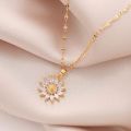 Glamon Stainless Steel Sunflower Necklace For Girls High-Quality Gold Chain Jewelry Gift for Girls Korean Fashion Choker Style Zircon Pendant. 