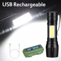 XPE COB LED Flashlight with Adjustable Focus - Compact Camping Torch with Pen Clip for Convenient Use, Ideal for Outdoor Activities and Emergency Situations. 