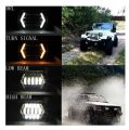 LED Headlights, 5x7 inch Square LED Headlamp with Arrow Angel Eyes DRL Turn Signal Light Replaces H6054 H5054 H6054LL 69822 Fit Trucks Jeep Wrangler XJ YJ Sedans GMC Smoke lens. 