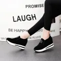 【FOOT SOFA】Women Fashion Casual Flock Slip-On Thick Platform Sport Sneakers Wedges Shoes. 