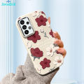 ZeroQiQi for Samsung A53 5G Back Cover Red White Flowers Silver Lens Protection Edge Soft Rubber Mobile Phone Cases. 