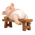 Pig Statue Strong Durable Lying On Bench Mini Pig Figurine Resin Rustic Style Cute Funny Lifelike Look for Family Office. 