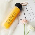 360ml Portable Frosted Glass Water Bottle Drink Bottle Water Container Contracted Smile Bottle-Cup Cups Cover Included. 