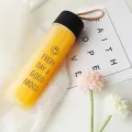 360ml Portable Frosted Glass Water Bottle Drink Bottle Water Container Contracted Smile Bottle-Cup Cups Cover Included. 