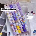 [Random Color] Students Writting  Stationery 1 Pc Cartoon Purple Planet Pattern Gel Pen 0.5mm Black Ink Press Pens Office School Supplies. 