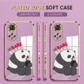 Luxury 6D Plating Case for Honor 50 Phone Cases Cute Cartoon Panda Side Print Soft Silicone Square Back Cover. 