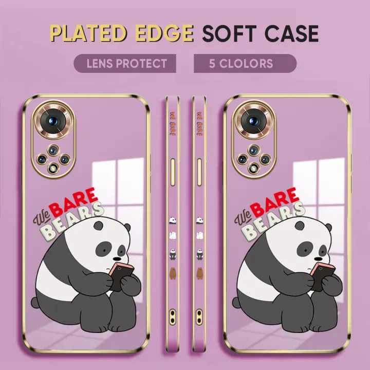 Luxury%206D%20Plating%20Case%20for%20Honor%2050%20Phone%20Cases%20Cute%20Cartoon%20Panda%20Side%20Print%20Soft%20Silicone%20Square%20Back%20Cover%20-%20Image%202