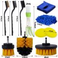 【Blue】 Power Scrub Drill Brushes Detail Brush Set Sponge Polishing Pad Kit Cleaning Brush For Wheel Tire Rim Cleaning. 