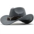 New Wome Men Black Wool Chapeu Western Cowboy Hat Gentleman Jazz Sombrero Hombre Cap Dad Cowgirl Hats Size 56-58cm. 