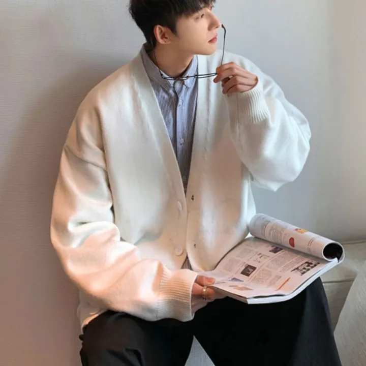 Cardigan%20Sweater%20Men's%20Fall%20Korean%20Trend%20Loose%20Solid%20Color%20College%20Style%20Sweater%20ins%20Fashion%20Brand%20All-Matching%20Coat%20-%20Image%205