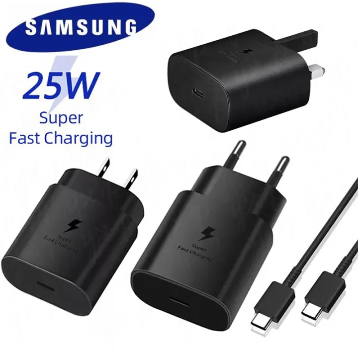 Samsung Super Fast Charger Adapter 25W EP-TA800 PD 3.0 Travel Wall Chargers |With 3A USB C To USB C Cable | US/UK Plug Wall Adapter For Galaxy S20 S21 S22 Ultra FE Note 20 10+ A91 A90 A80 A73 A71 A70 A53 A52 A33 A32 5G samsung S22FE charger Cable