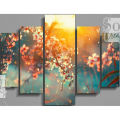 Five (5)Pieces Modern HD Printed Home Decor Wall Art Picture Frame  -  Tiger in Nature. 