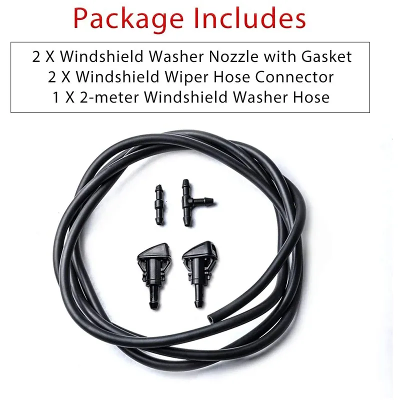 Qeepei QAT111 Black Windshield Washer Nozzles Kit for Chrysler Dodge Jeep Ram (CALIBER) with Washer Jet Fluid Hose & Connector Qeepei QAT111 Black Windshield Washer Nozzles Kit for Chrysler Dodge Jeep Ram (CALIBER) with Washer Jet Fluid Hose & Connector