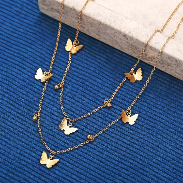 Double%20Layered%20Butterfly%20Pendant%20Necklaces%20Women's%20Fashion%20Necklace%20Jewelry%20Necklace%20for%20Girls%20New%20-%20Image%204